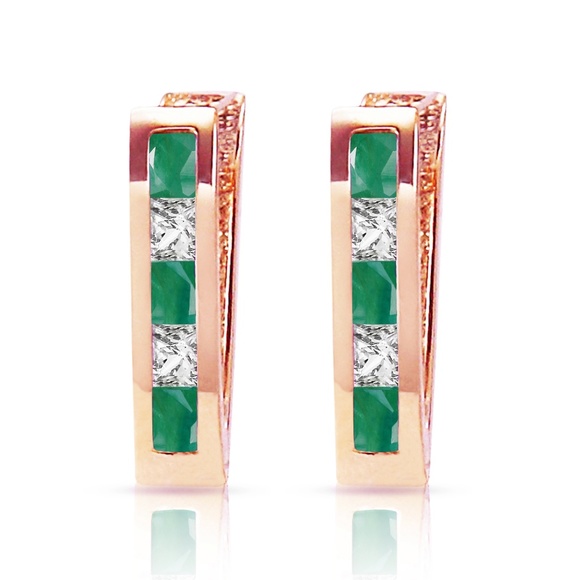 Galaxy Gold Products Jewelry - HOOP EARRING WITH NATURAL EMERALDS & WHITE TOPAZ